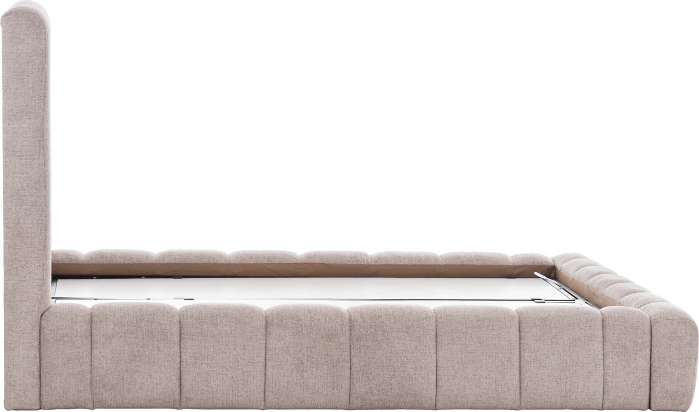 Krevat me hapësirë për depo, material TEDDY, bezhë, për dyshek 160x200cm