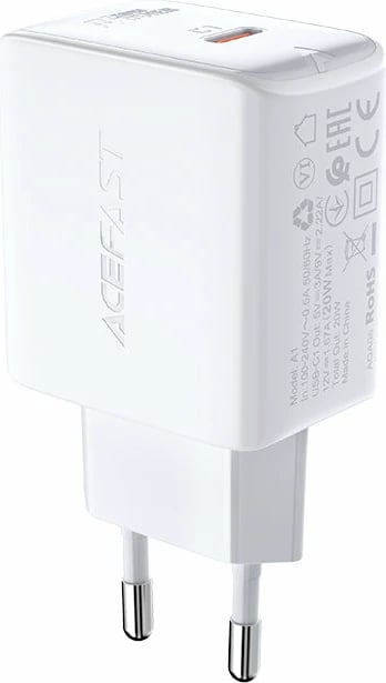 Karikues i shpejtë Acefast A1, USB Type-C, 20W, i bardhë