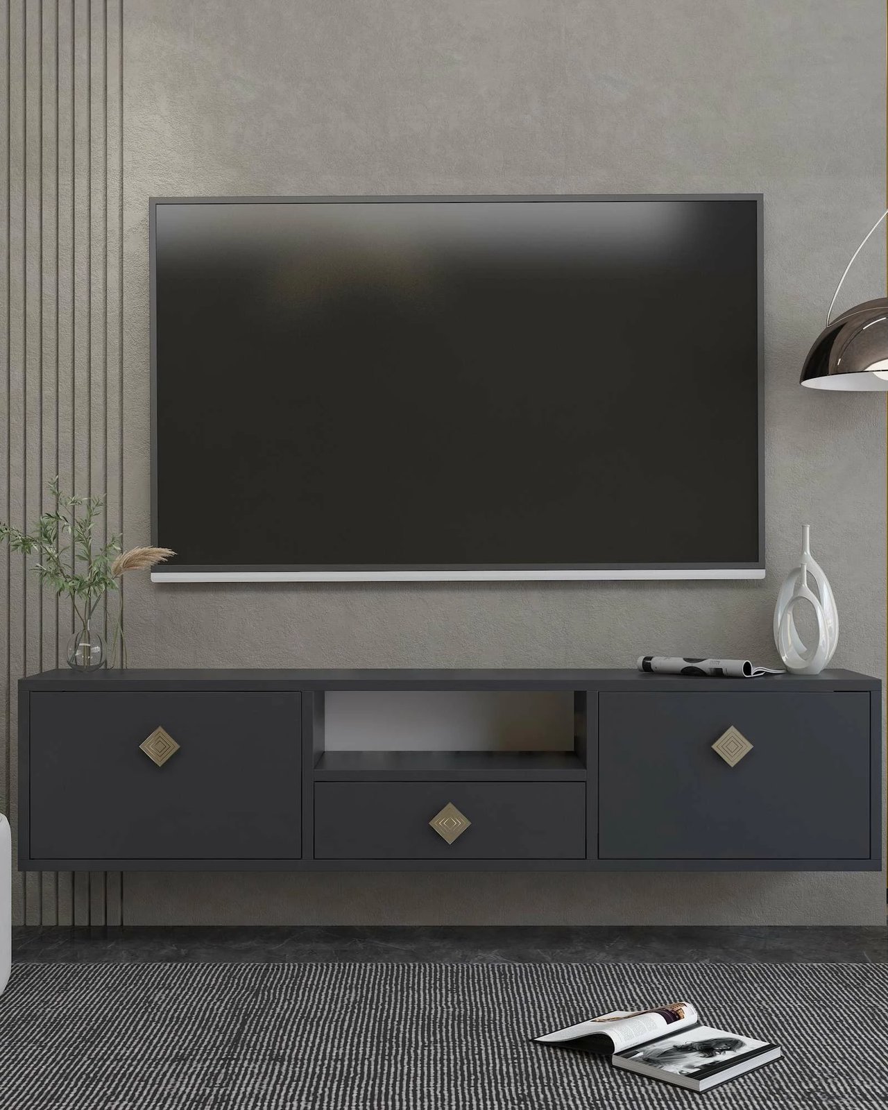 Komodë TV Skye Decor, anthracite, gold, 1305-DROP-1