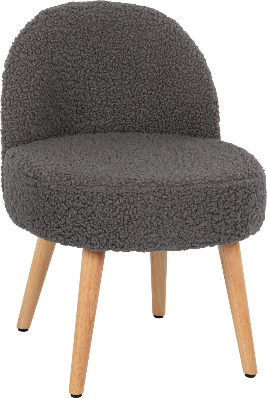 Karrige YASMINE FH8395.21 shpinë e ulët - pëlhurë boucle ngjyrë gri - këmbë druri 47x46x64.5H cm.