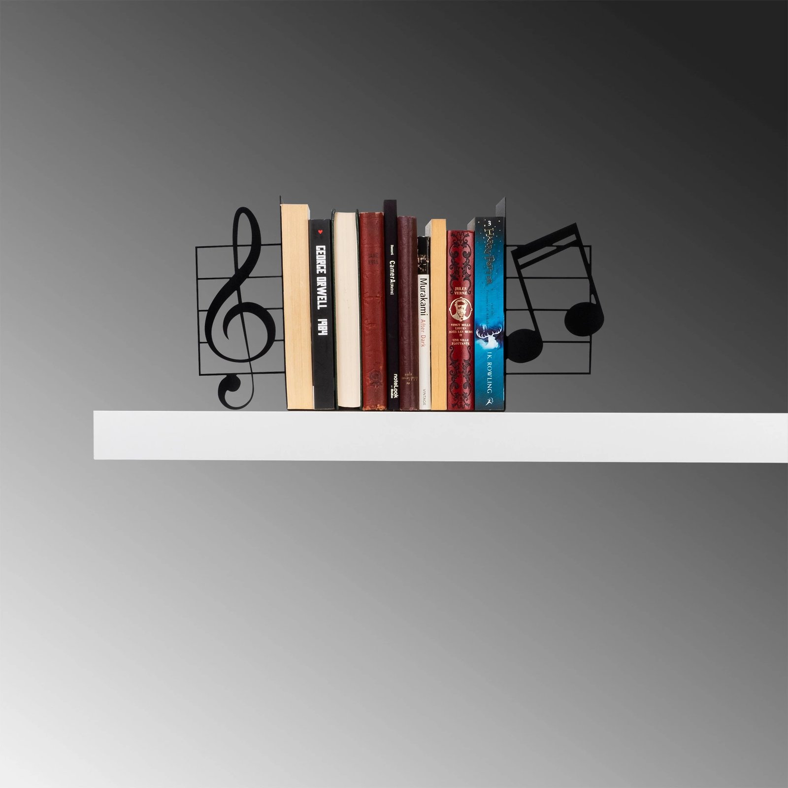 Mbajtës librash metalik Aberto Design, ngjyrë e zezë, 30.5x14x22cm