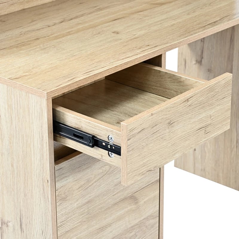 Tavolinë zyre me raft Secreta, ngjyrë lisi, 110x50x135cm