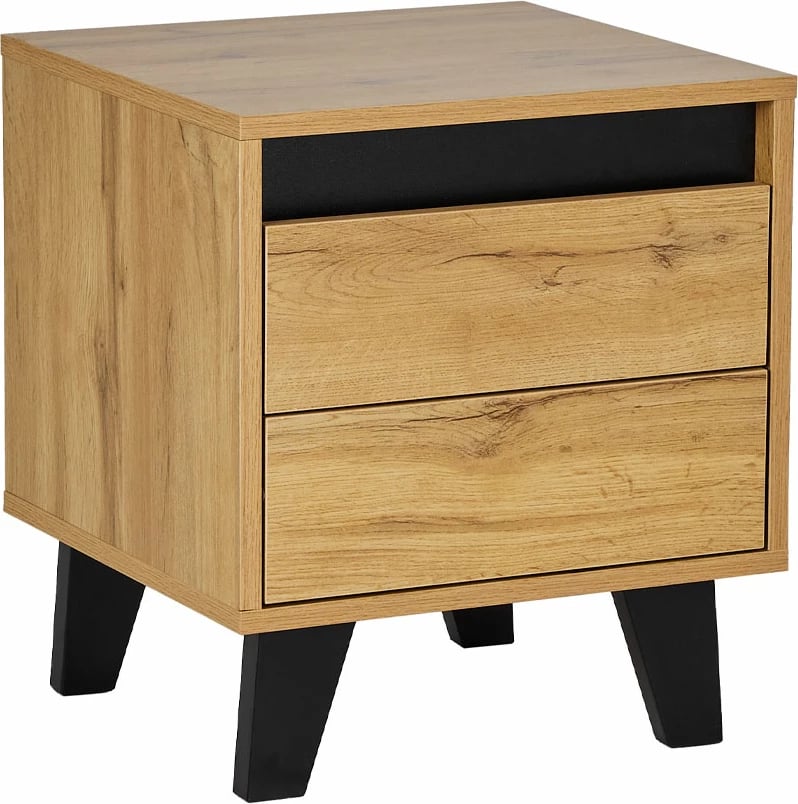 Komodinë Arabica me 2 sirtarë, ngjyrë sonoma dhe e zezë, 40x38x45cm