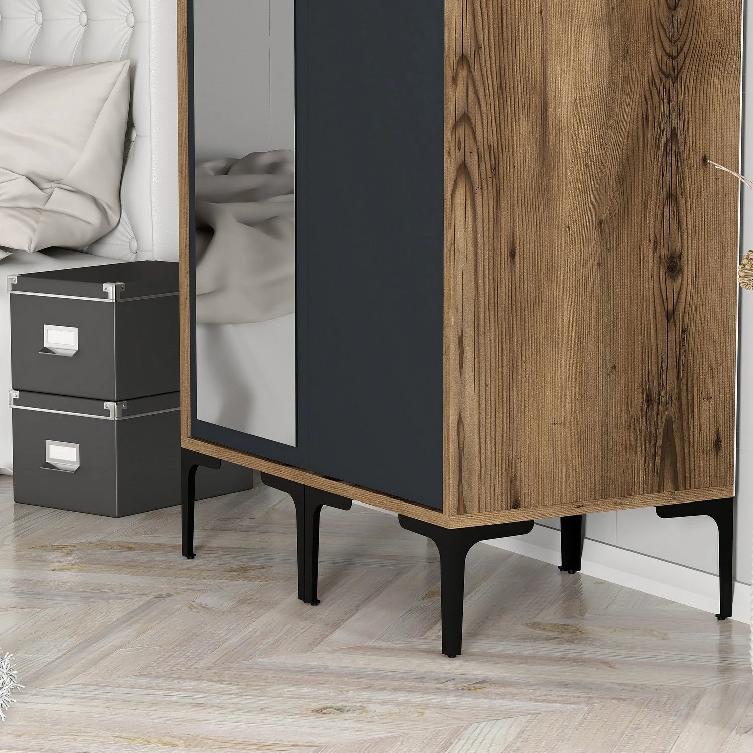 Dollap rrobash Skye Decor, Kumsal RS, ngjyrë arre dhe antracit