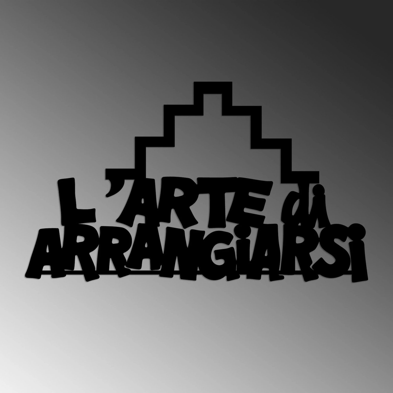 Aksesor dekorativ metalik për mur, Wallity, Arrangiarsi 2, ngjyrë e zezë