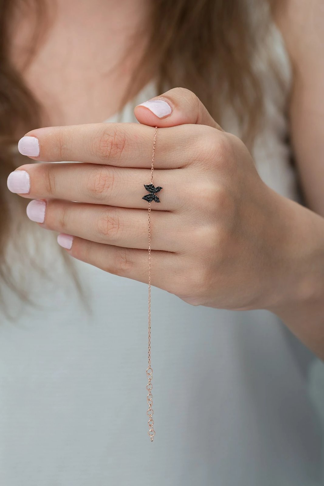 Byzylyk argjendi Jumeon, ngjyrë rozë e zezë, TRDYL761