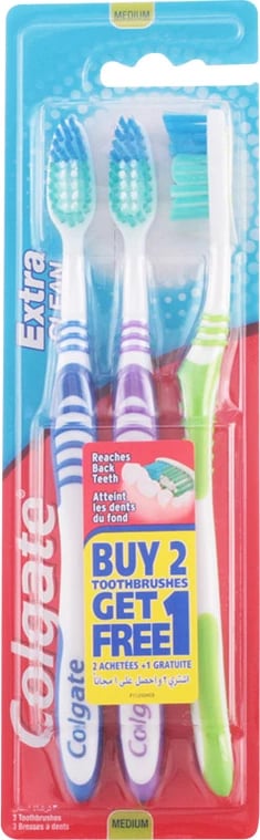Furçë dhëmbësh Colgate Extra Clean Medium, 3 copë