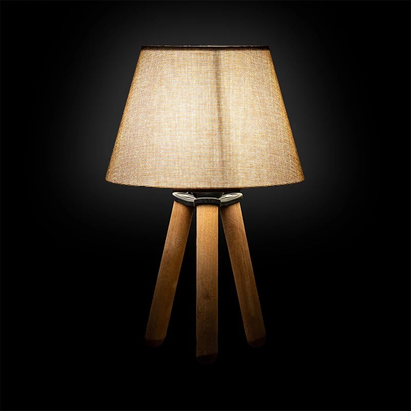Llambë tavoline PWL-1071 Ε27, bezhë kafe-arre, D22x32cm