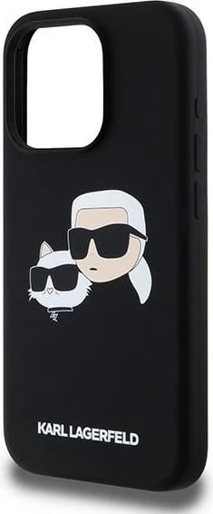 Mbështjellës Karl Lagerfeld Silicone Karl & Choupette MagSafe për iPhone 15 Pro Max, zi