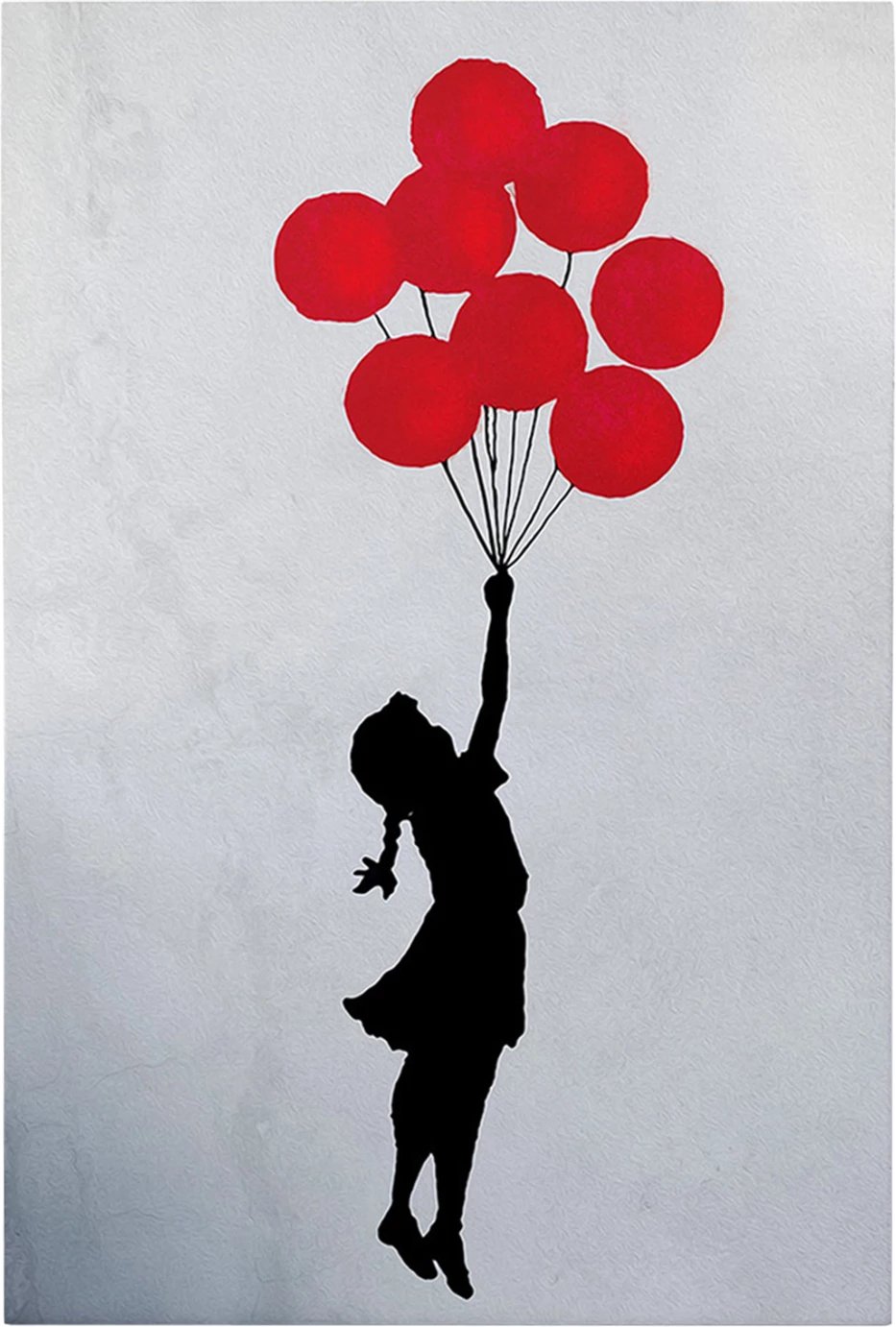 Pikturë muri GOBI, kanavacë e printuar, vajzë me balona të kuqe, 50x3x70cm