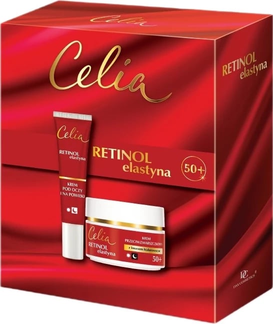 Set krem fytyre dhe krem për sy Celia Retinol Elastyna 50+, për femra, 50ml + 15ml