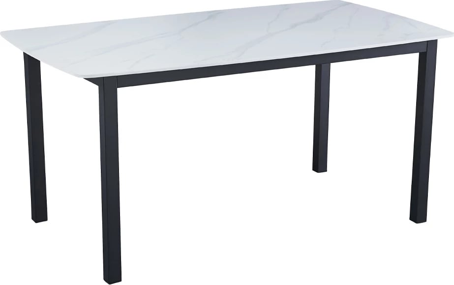 Tavolinë Pluto, ngjyrë e bardhë me pamje mermeri, 160x90x76cm