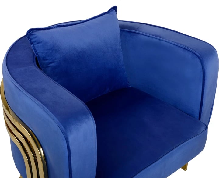 Karrige Roblu, metal ari dhe pëlhurë kadife blu, 72x77.4x70cm