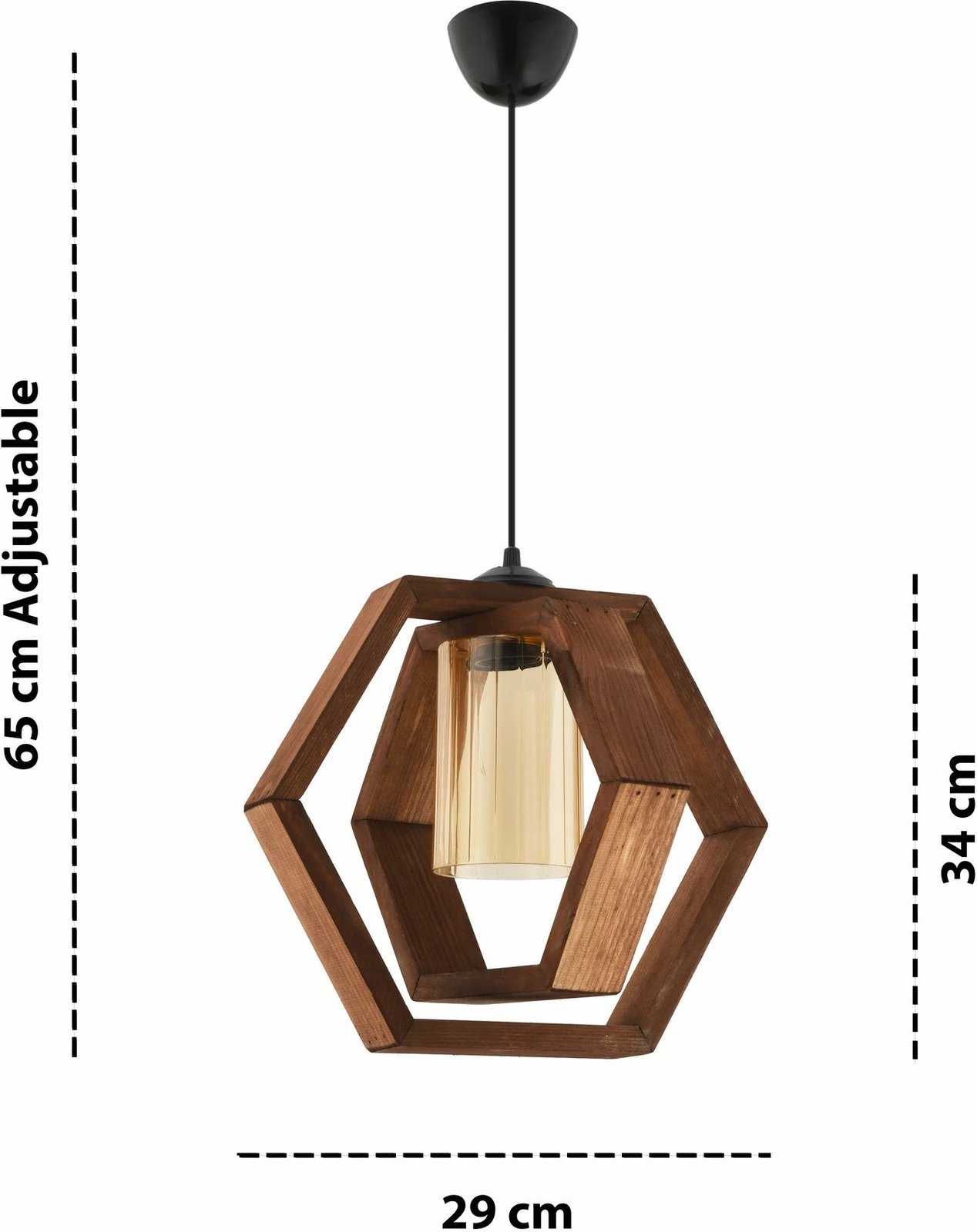 Llambë tavani Opviq, Dualhex, xham i errët, trup druri