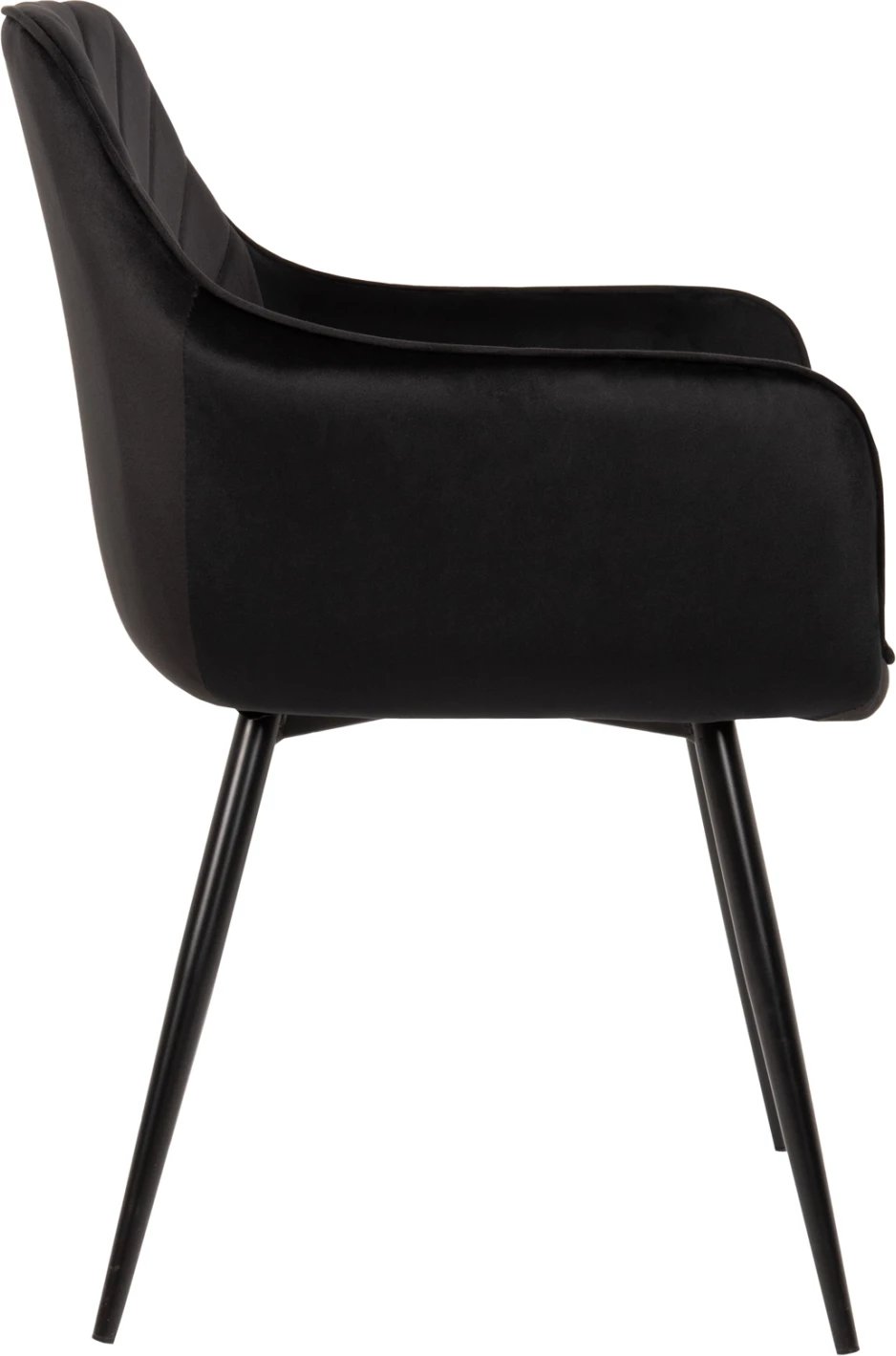 Karrige Latrell, kadife e zezë, këmbë metali të zeza, 55x57x84H cm., set prej 2 copë