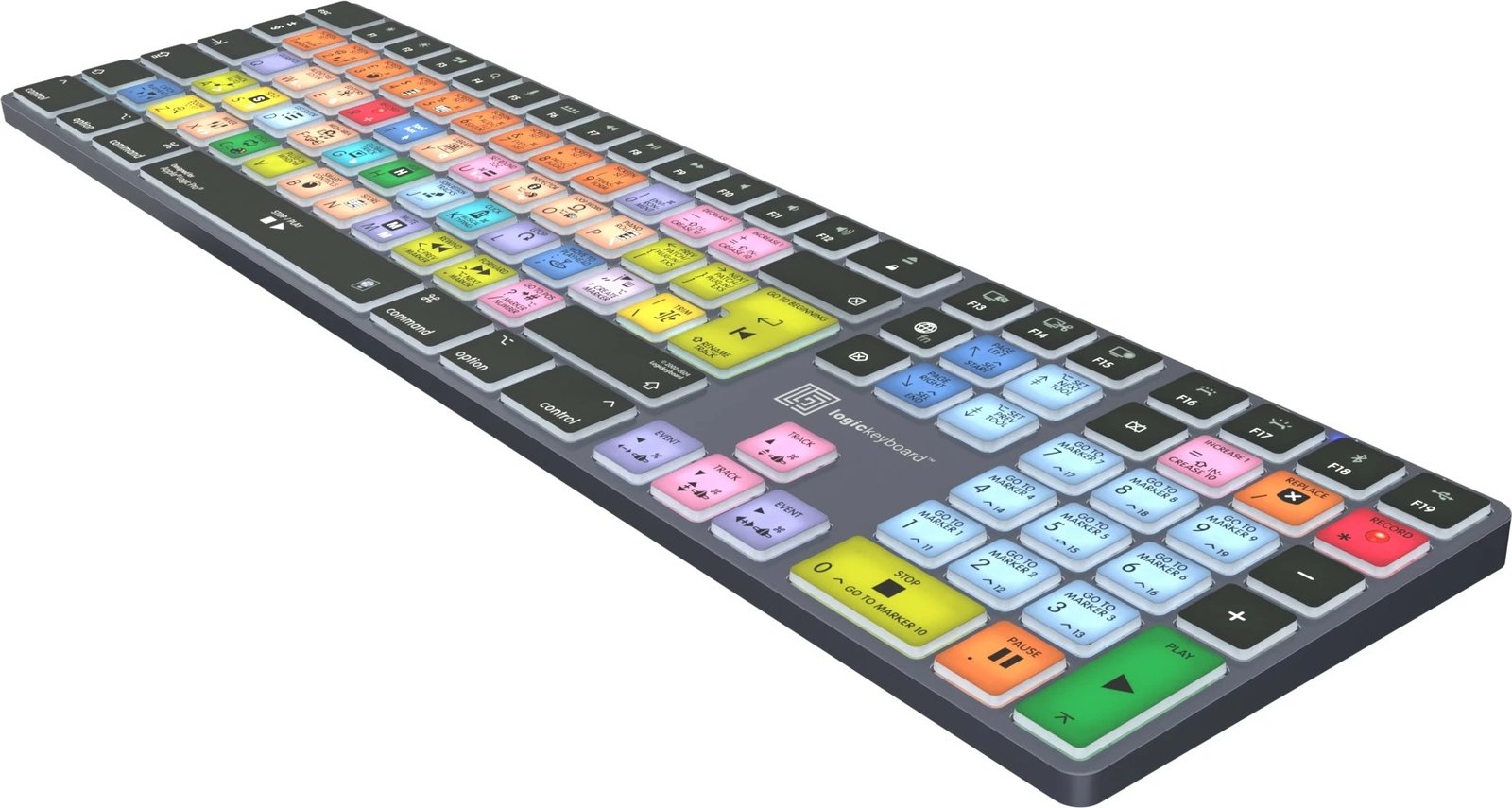 Kasë Logickeyboard LKB-LOGXP2-TM-UK, full-size, Bluetooth & me kabllo, QWERTY, ndriçim, gri titanium