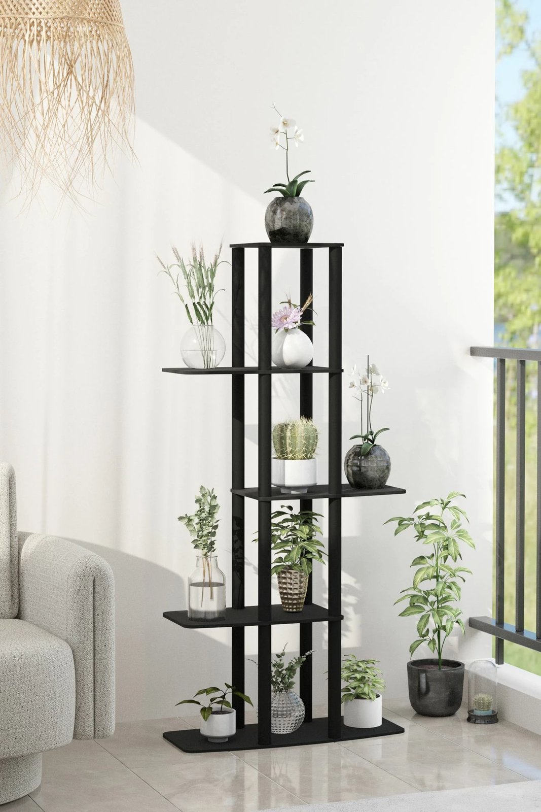 Stendë druri për lule, ngjyrë e zezë, Skye Decor, Gardenia