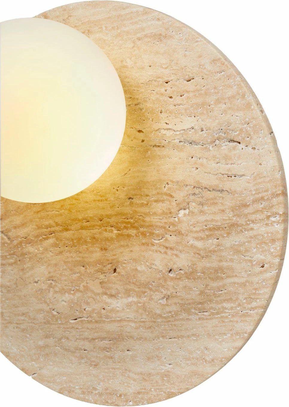 Llambë muri Opviq, pamje Tor-Look, trup travertini, kapak qelqi, bezhë/bardhë