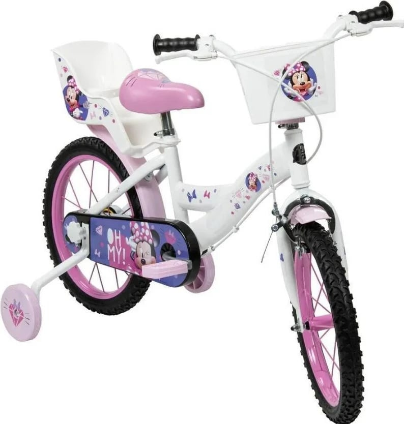 Biçikletë fëmijësh Huffy Disney Minnie, 16 inç, 4 rrota, rozë