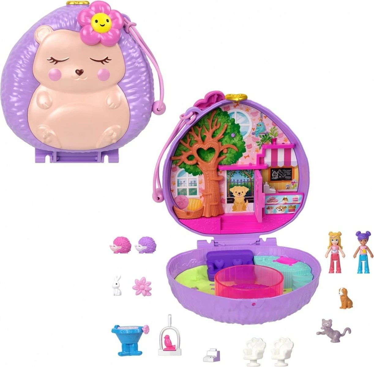 Set figurina Polly Pocket Little Hedgehog Cafe, Mattel, plastikë, për vajza, miniatura, shumëngjyrëshe