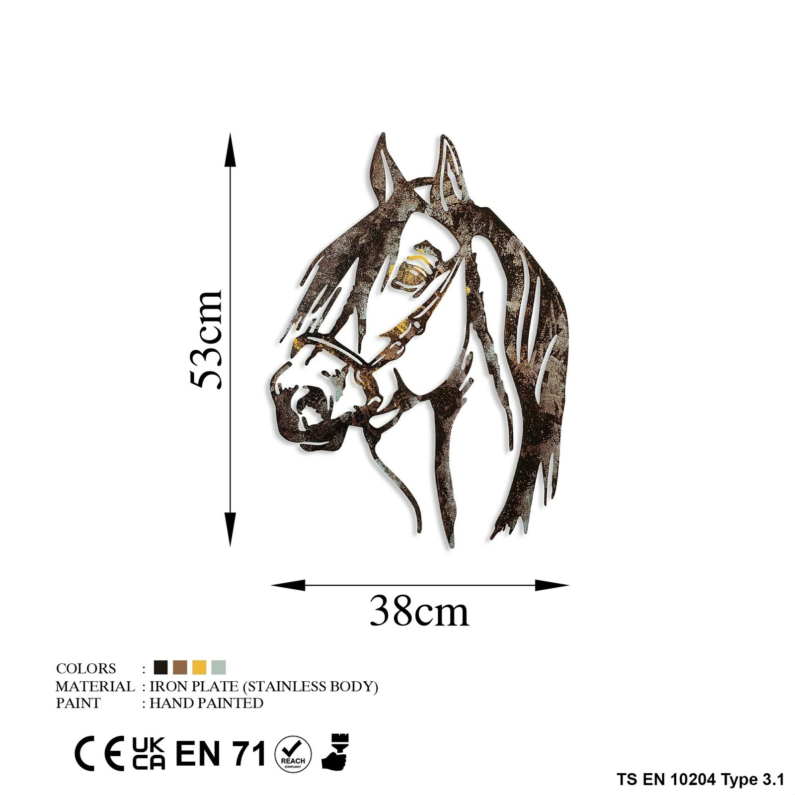 Aksesor dekorativ metalik për mur, Wallity, kalë - 2