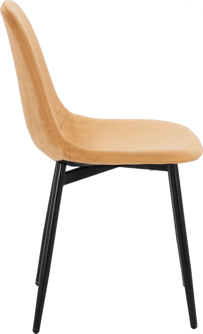 Karrige Leonardo Velvet Gold me këmbë metalike 45x47x87Y cm. ΗΜ00100.09, set prej 4 copë