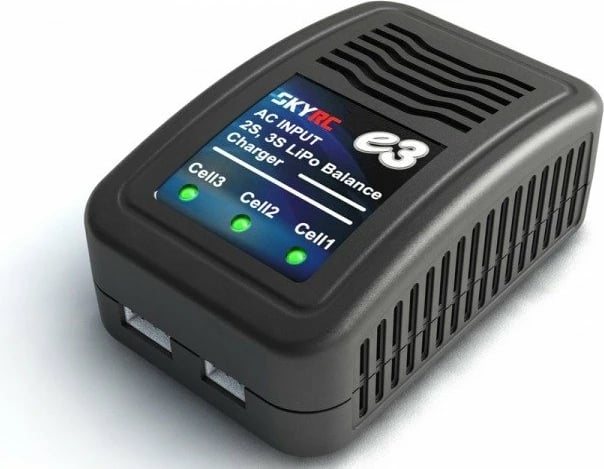 Karikues SkyRC E3 për bateri LiPo 2-3 qeliza, 1.2A, i zi