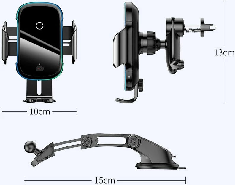 Mbajtës elektrik Baseus WXHW03-01 me karikim wireless Qi 15W, i zi