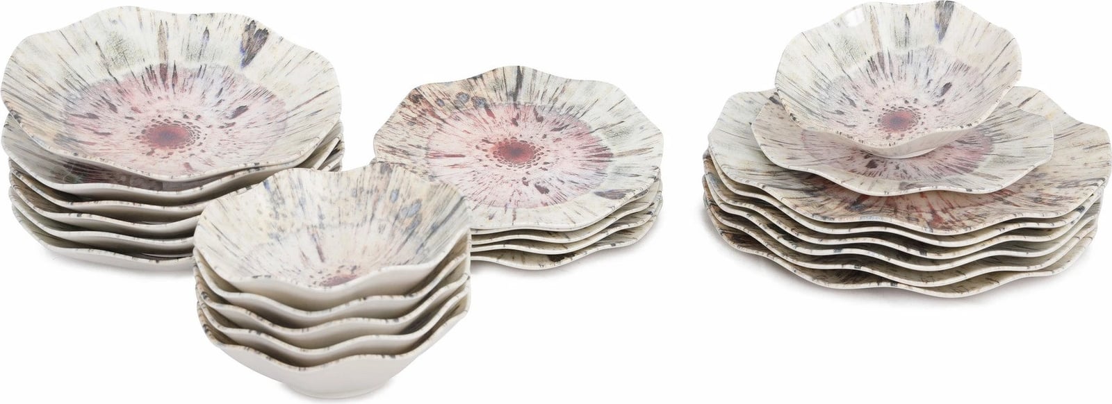 Set enësh për drekë, porcelan, shumëngjyrësh, 24 copë, Hermia, GBSNES24Y41001159