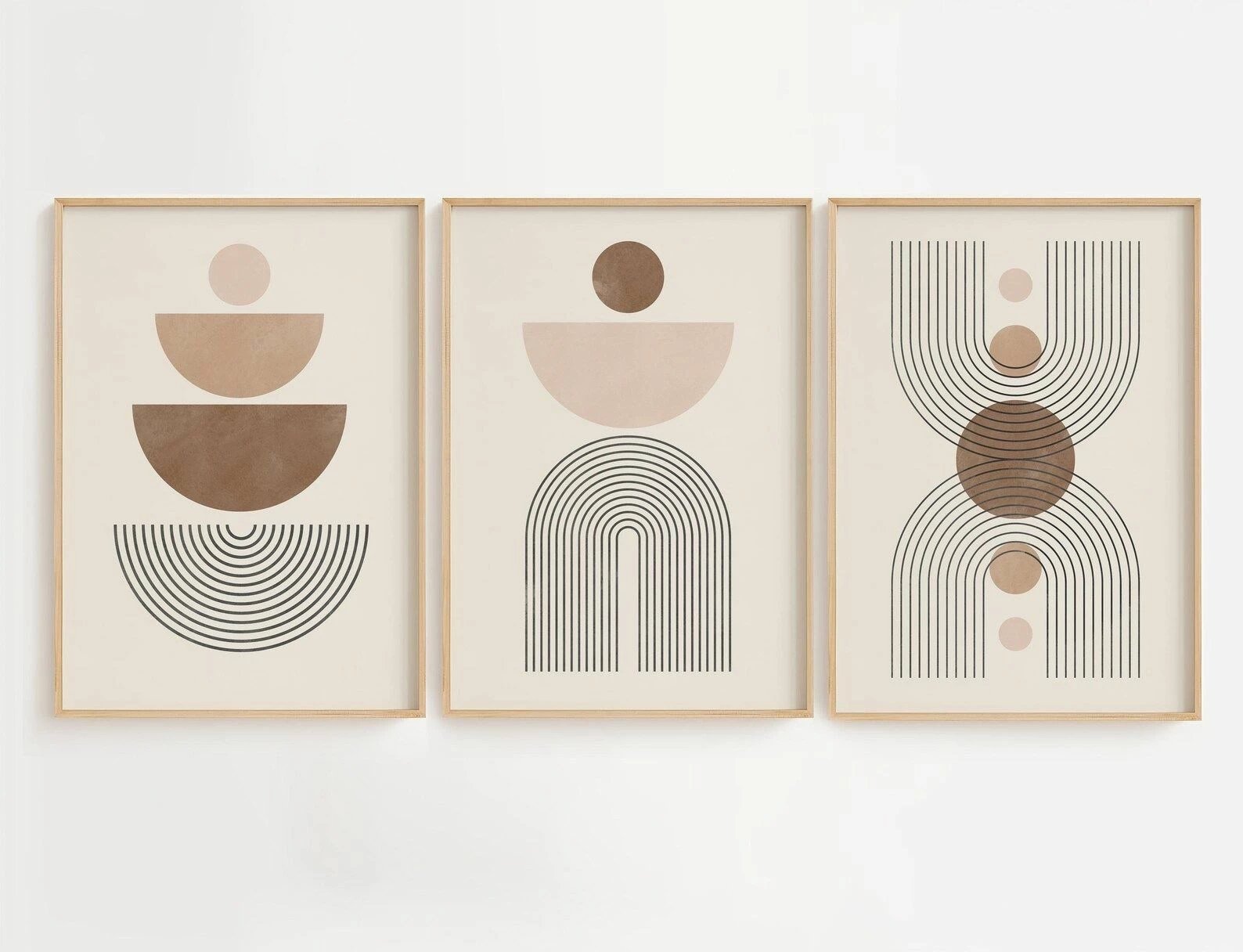 Pikturë dekorative me kornizë (3 copë), Wallity, Artvmodel38-Ahsap