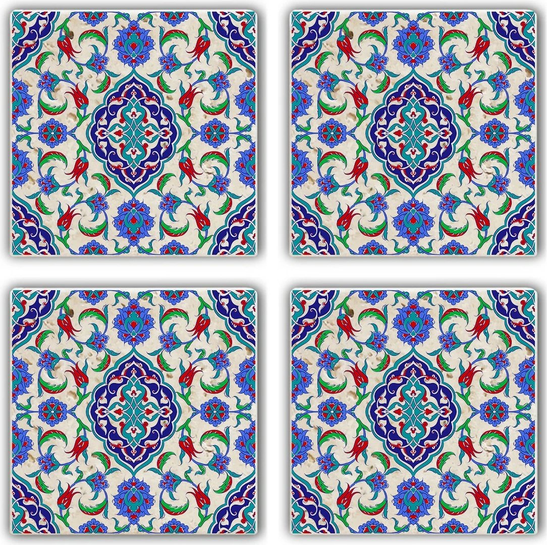 Set 4 copë mbrojtëse guri natyral për gota, shumëngjyrëshe, Hermia, TAB5406663464