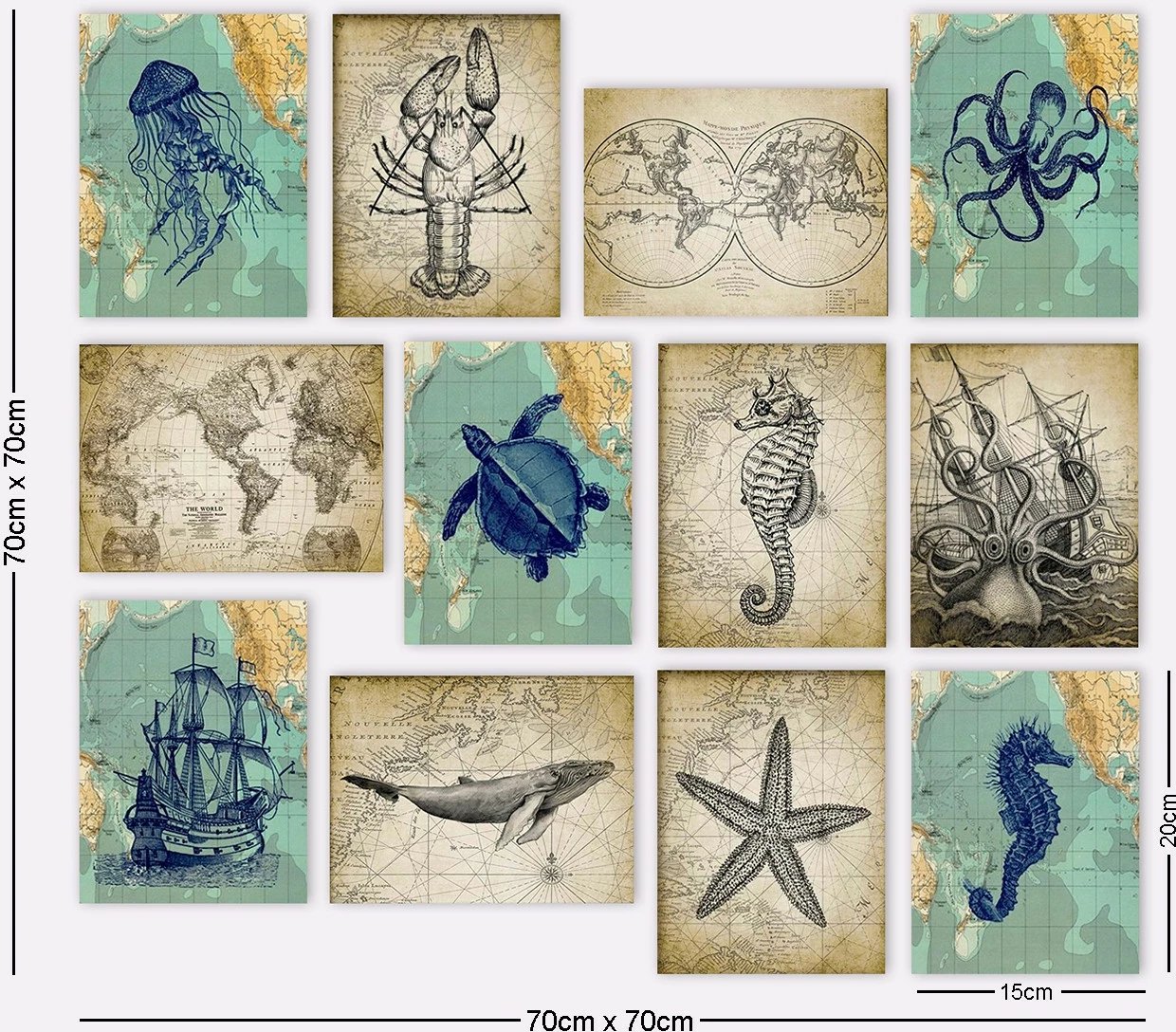 Piktura dekorative MDF (12 copë), Wallity, 12MDF07