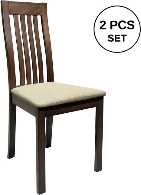 Karrige druri ngjyrë arre të errët dhe pëlhurë krem FH0093.01 45x52x96,5 cm, set prej 2 copë