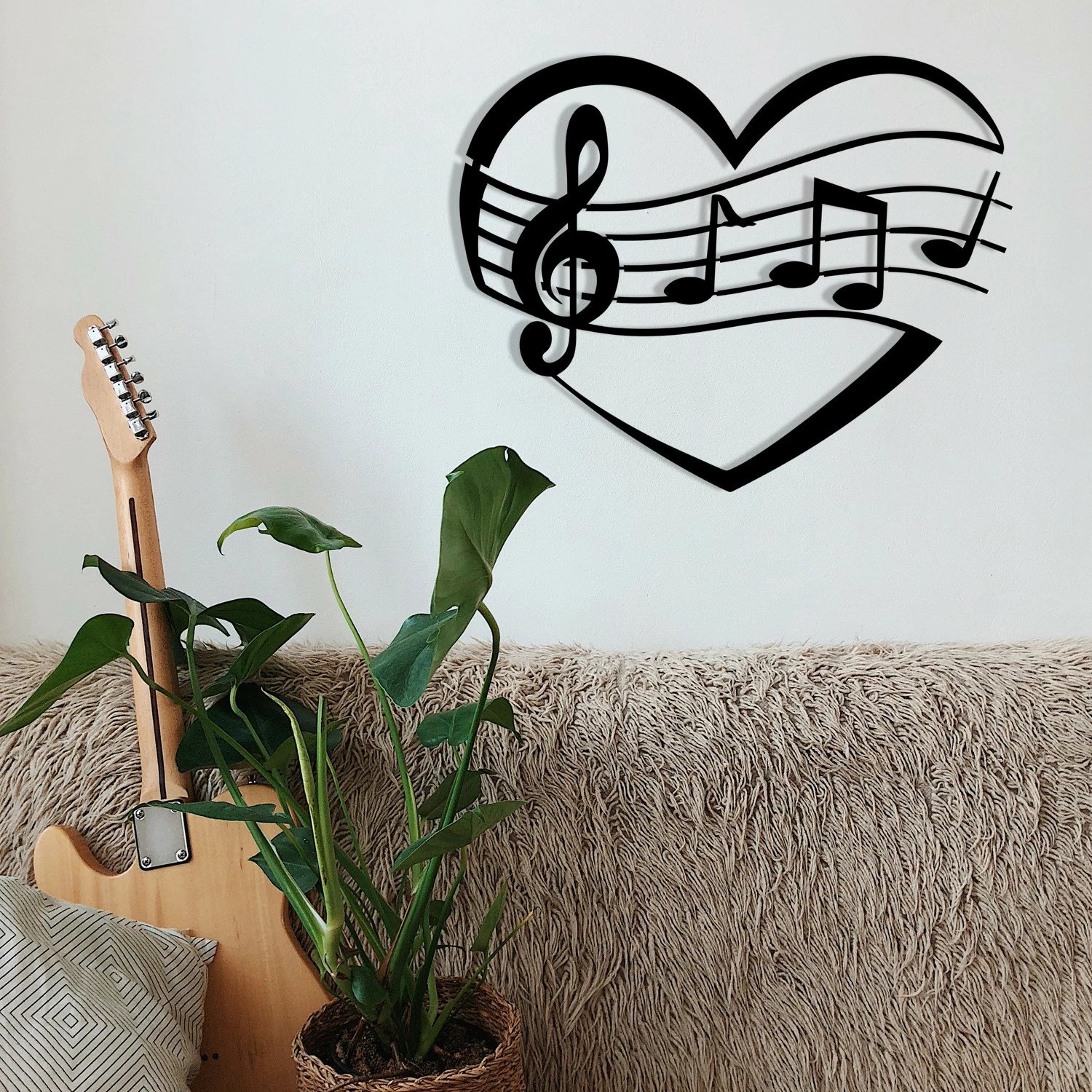 Aksesor dekorativ metalik për mur, Wallity Deryadil, ngjyrë e zezë, 45x36cm