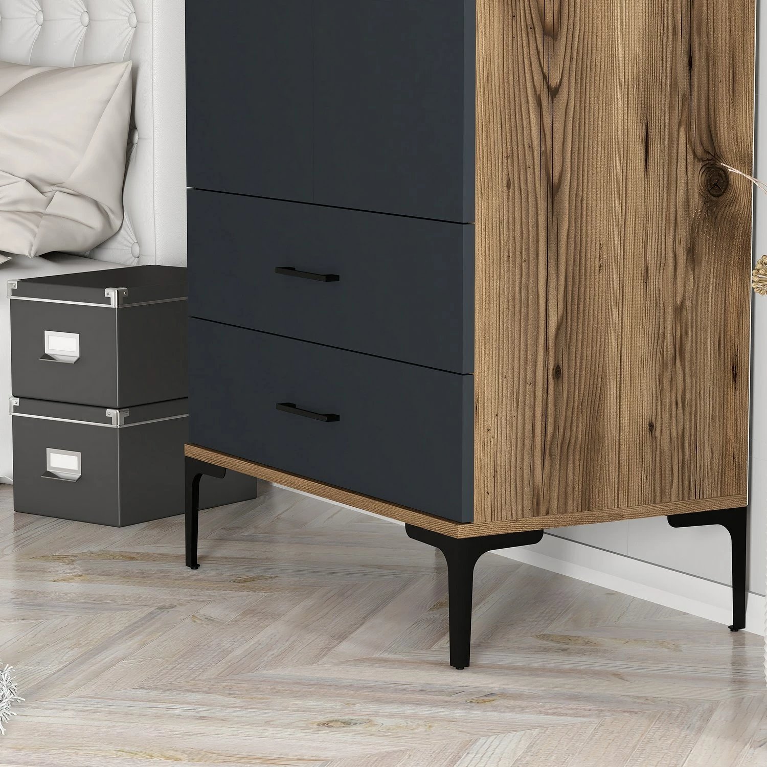 Dollap Hanah Home, Kumsal T, ngjyrë arre dhe antracit