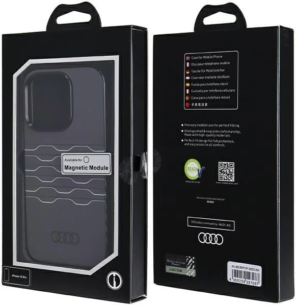 Mbështjellës Audi IML MagSafe për iPhone 15 Pro, i zi