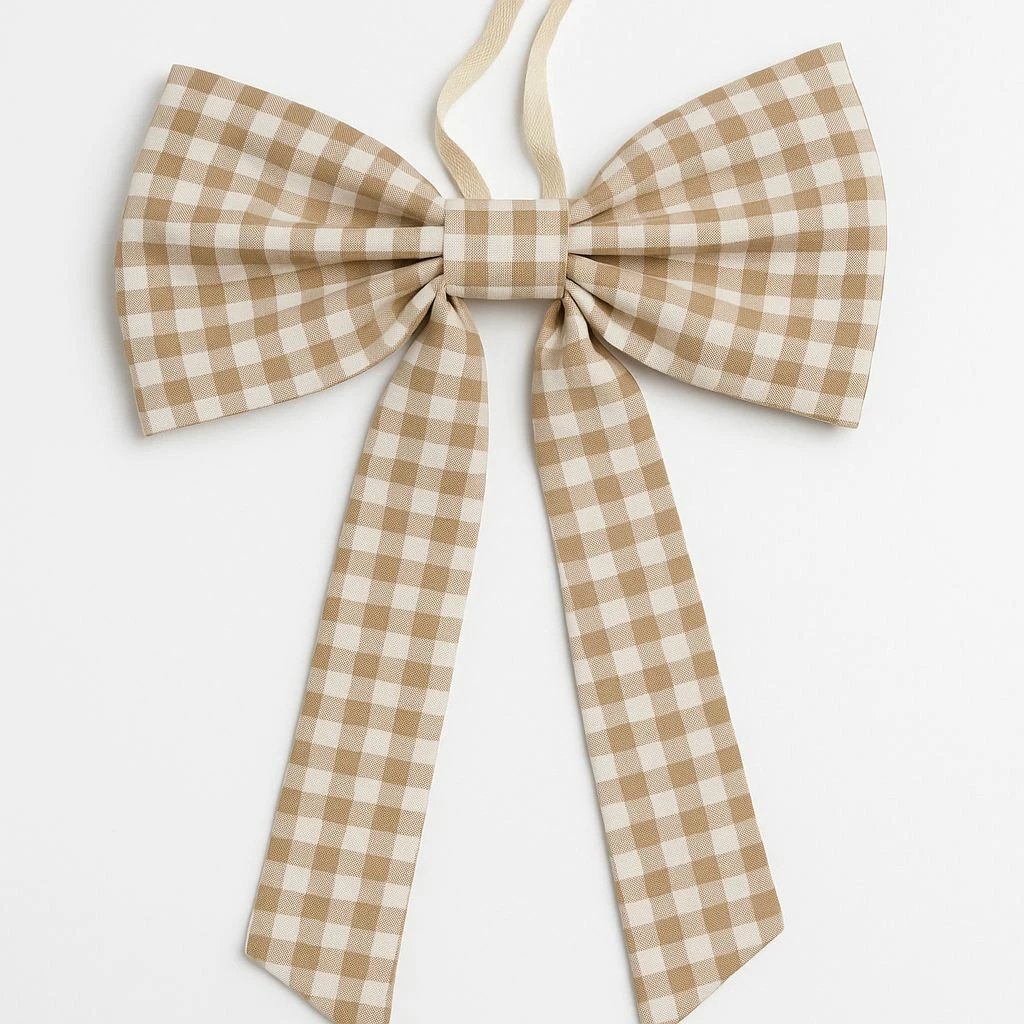 Dekor për derë, fjongo, ngjyrë kafe dhe e bardhë, Door Bow-5