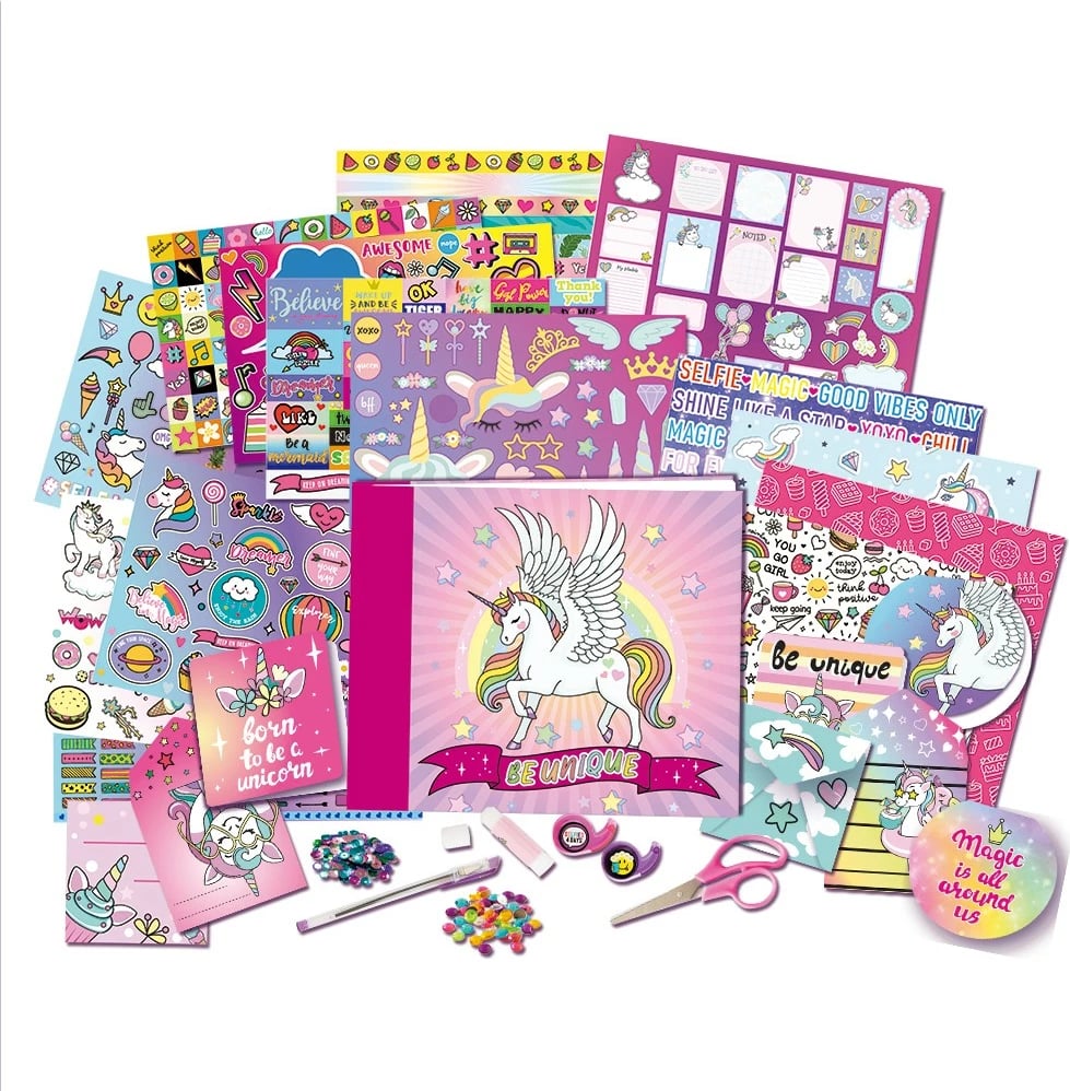 Set scrapbooking Stnux STN7007, shumëngjyrësh, për vajza, 30 faqe, mbi 1000 elemente