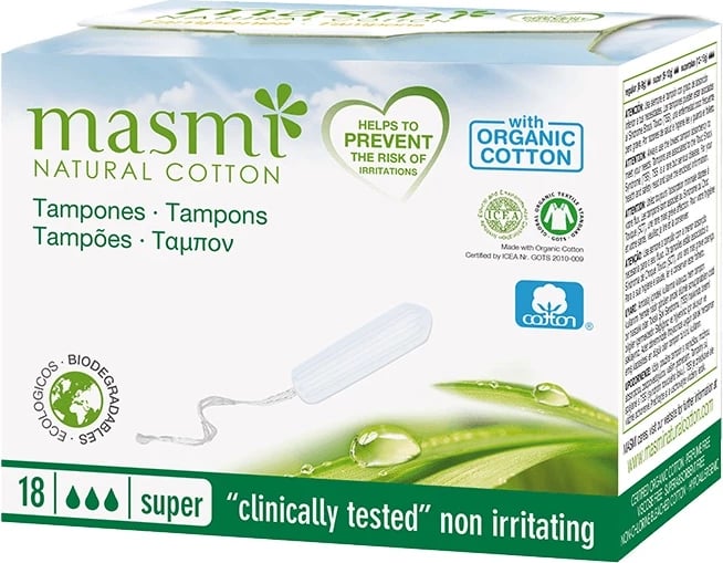 Tamponë organikë pambuku për femra Masmi Super, 18 copë