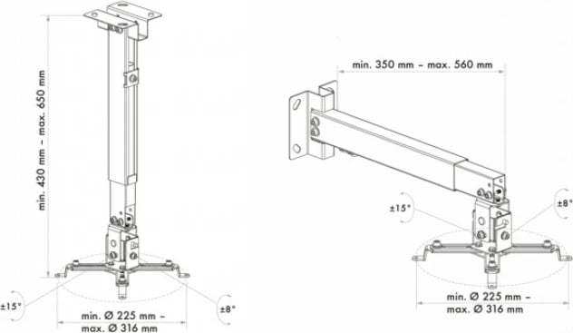 Mbajtës projektori Schwaiger LWH310WD, montim në mur/tavan, 20 kg, i bardhë