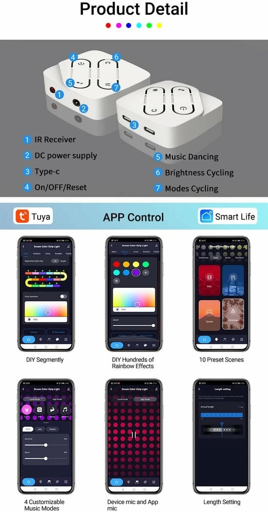 Drita Led SONIT RGBIC 2 Neon-WIFI (Bardhë, 5M 450LED)