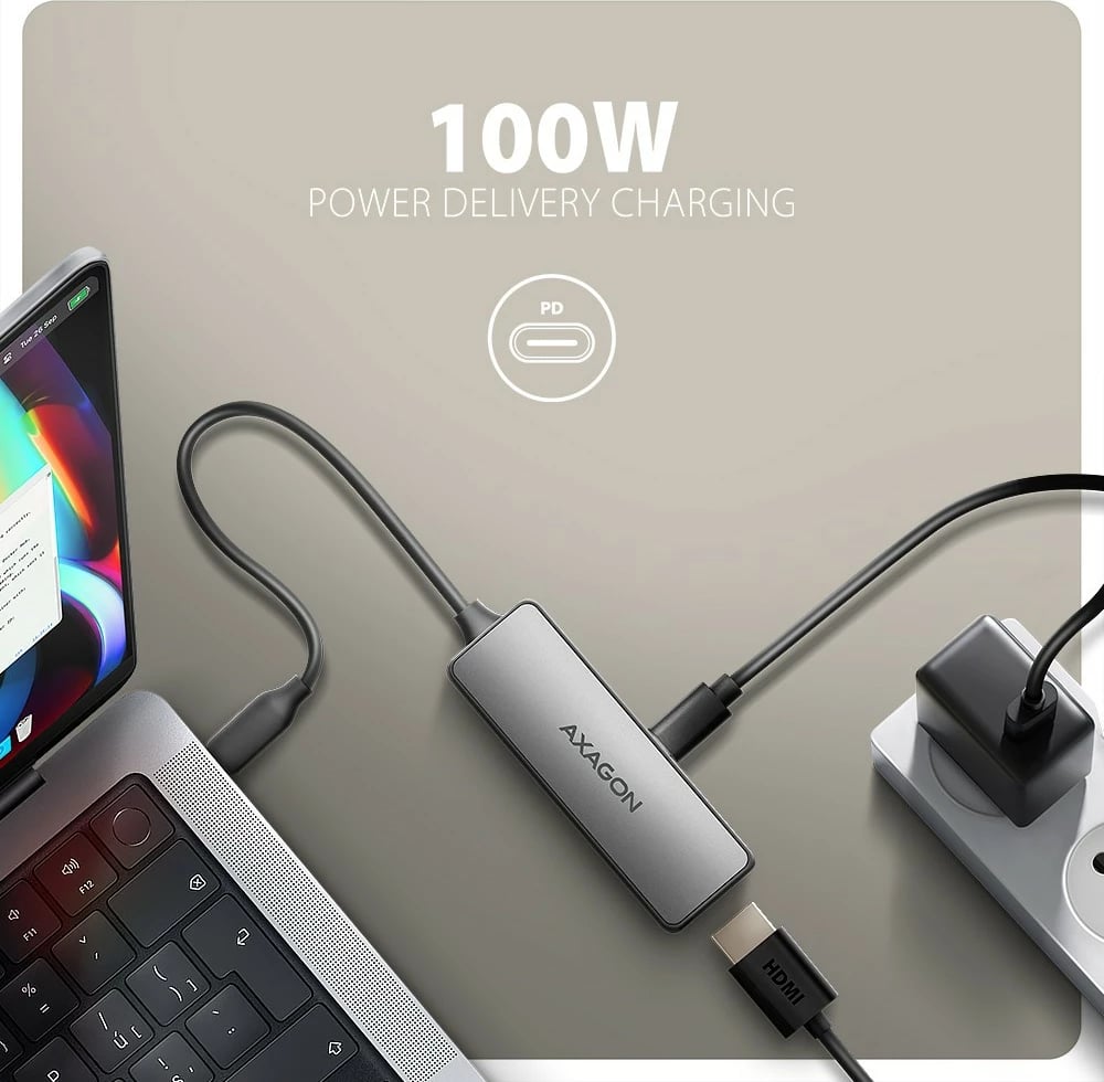 Adapter USB-C në HDMI AXAGON RVC-HI8KPD, 8K/60Hz, 16cm, Gri