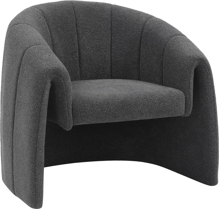 Fotel Fassy, pëlhurë bouclé, ngjyrë qymyr, 80x66x80cm