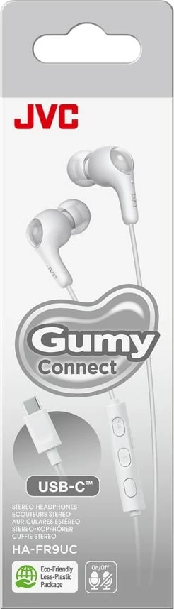 Kufje JVC HA-FR9UC Gumy Connect, me mikrofon, USB-C, të bardha