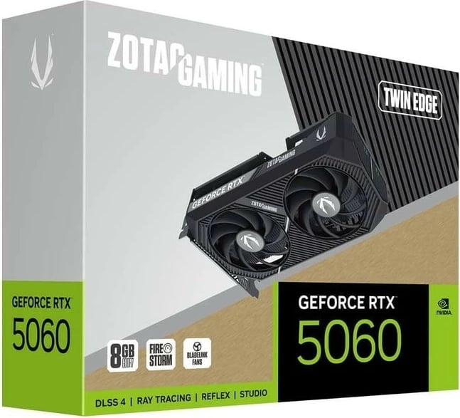 Kartë grafike, ZOTAC GeForce RTX 5060 Twin Edge ZT-B50600E-10M, 8GB GDDR7 128-bit, PCIe 5.0 x8, 3xDP/HDMI