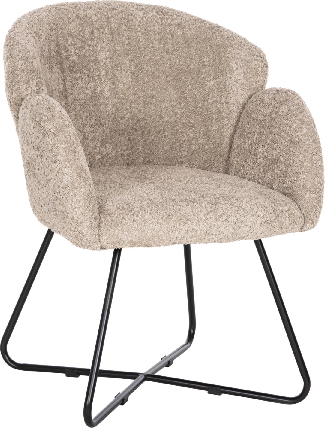 Karrige HARNIS FH9603.08, ngjyrë bezhë, bazë metalike e zezë, 59.5x64x77 cm