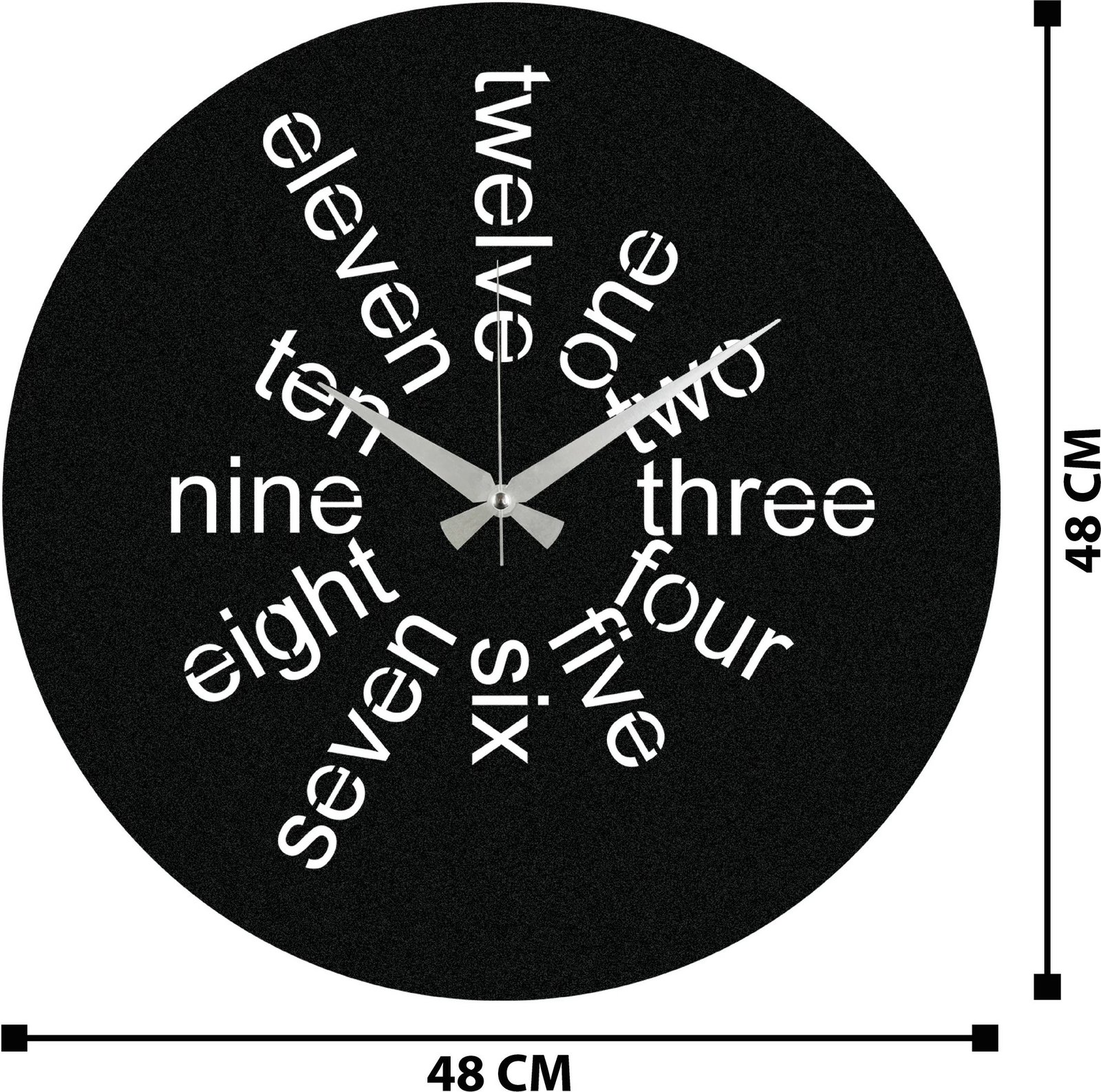 Orë muri dekorative prej metali, Wallity, Hati, e zezë, 48x48cm