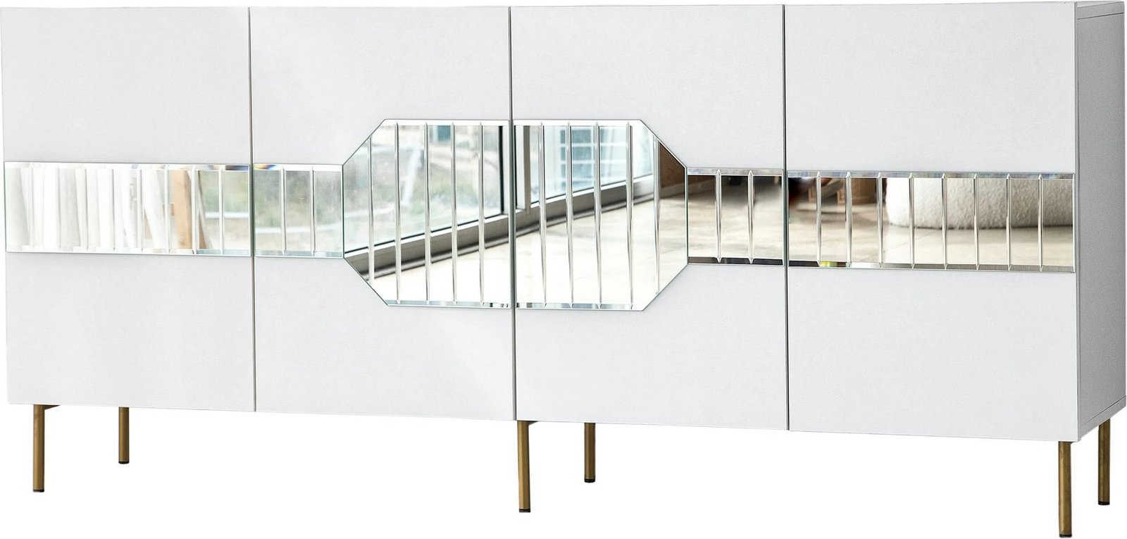 Konsolë Hanah Home Milan, e bardhë dhe e artë