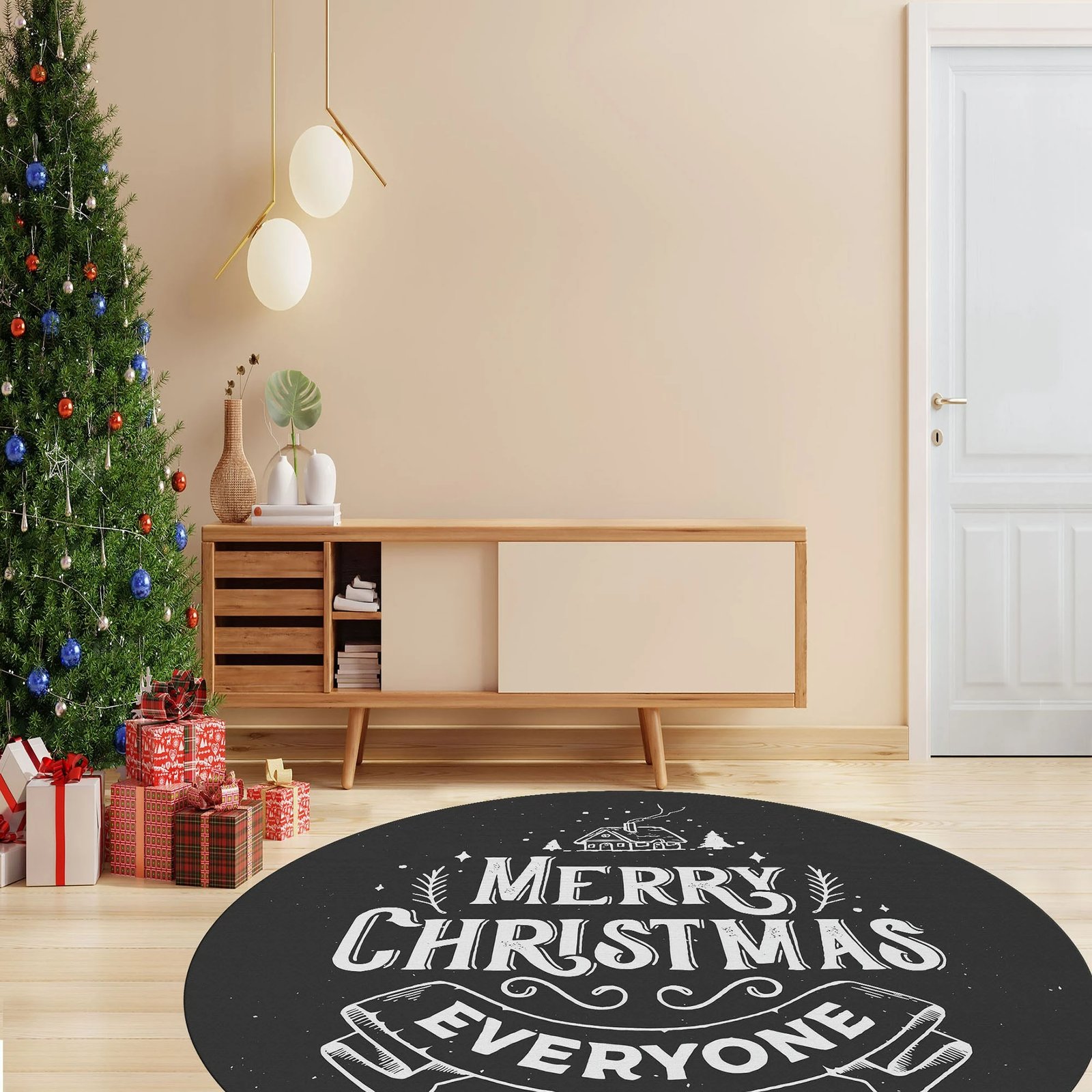 Qilim i rrumbullakët, dizajn festash, 90cm, Conceptum Hypnose, Woopamuk445