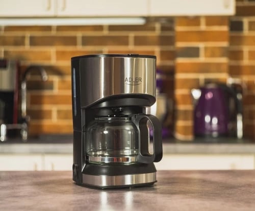 Aparat kafeje me pikim, Adler AD 4407, 0.7 L, 550 W, filtër i përhershëm, pllaka ngrohëse, zi/argjendtë